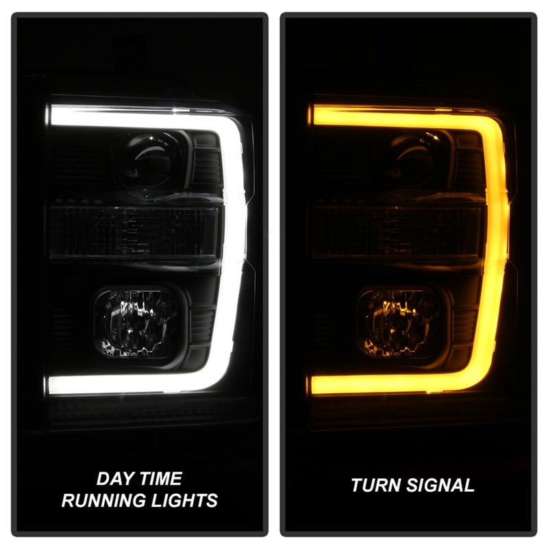 Spyder 08-10 Ford F-250 SD Projector Headlights V2-Switch Back Light Bar-Black PRO-YD-FS08V2-SBLB-BK-SR1 Performance