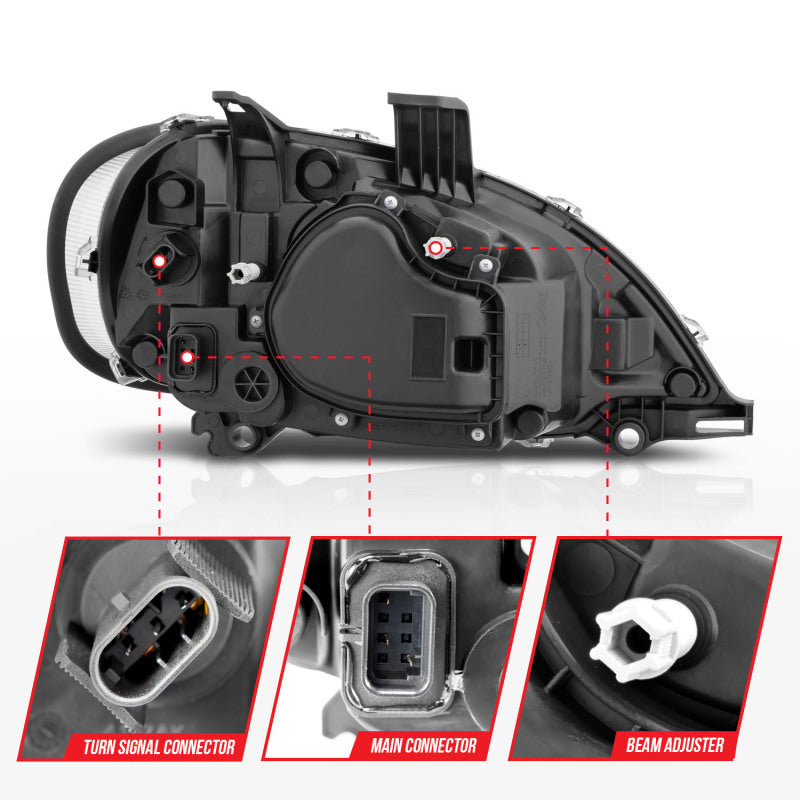 ANZO 2002-2014 Freightliner M2 LED Crystal Headlights Black Housing w/ Clear Lens (Pair)-SR1 Performance
