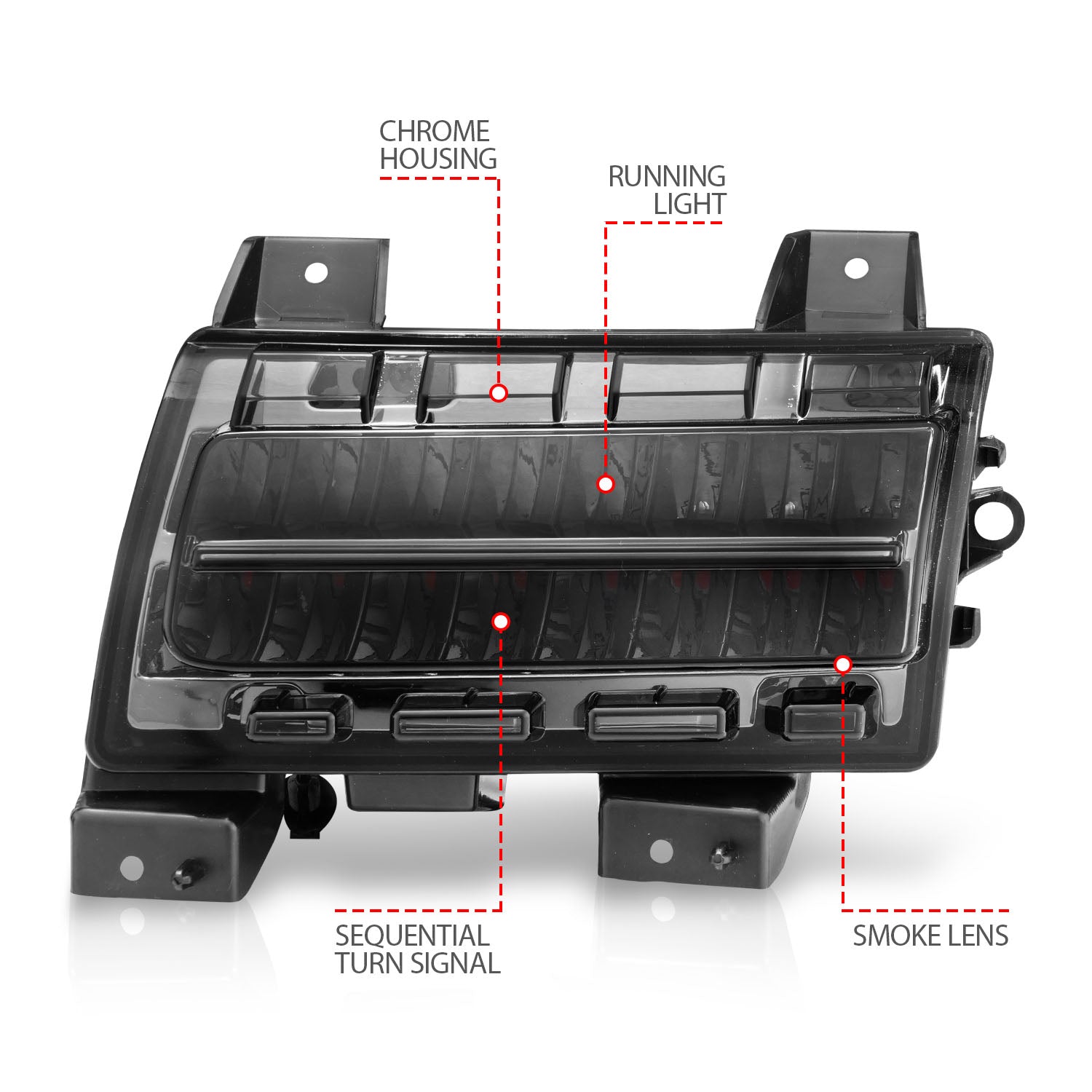 JEEP WRANGLER 18-25 FULL LED FENDER LIGHTS SMOKE W/ SEQUENTIAL SIGNAL (FOR SPORT, SPORT S MODEL HALOGEN FENDER LIGHTS)