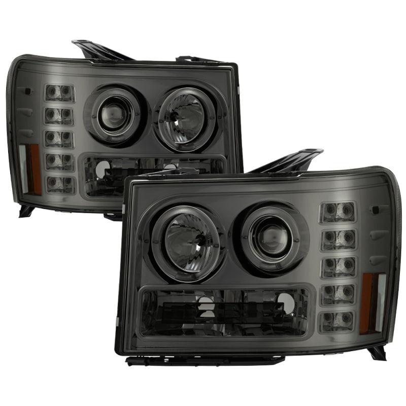Spyder GMC Sierra 1500/2500/3500 07-13 Projector Headlights LED Halo- LED Smoke PRO-YD-GS07-HL-SM-SR1 Performance