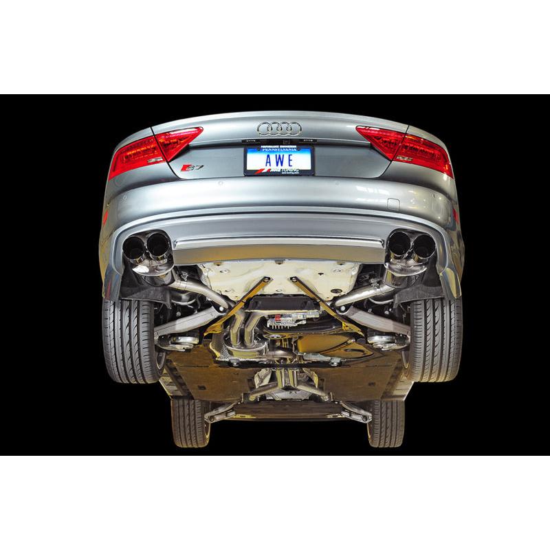 AWE Tuning Audi C7 / C7.5 S7 4.0T Touring Edition Exhaust - Diamond Black Tips-SR1 Performance