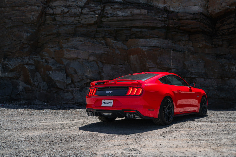 MBRP 18-22 Ford Mustang GT 5L T304 SS 3in Cat-Back Dual Rear w/4in Quad Carbon Fiber Tips (Street)-SR1 Performance