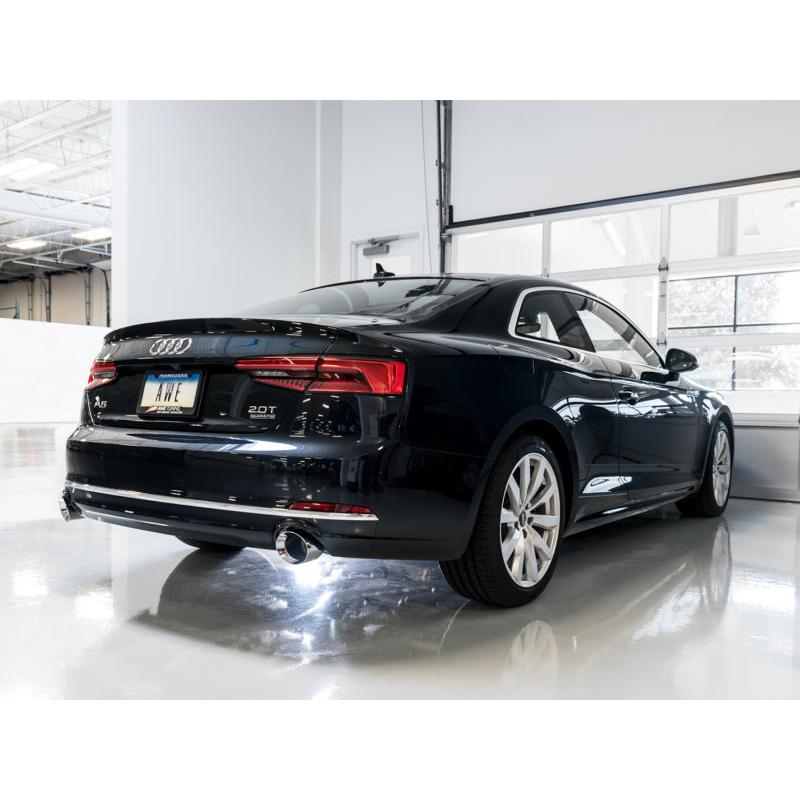 AWE Tuning Audi B9 A5 Touring Edition Exhaust Dual Outlet - Chrome Silver Tips (Includes DP)-SR1 Performance