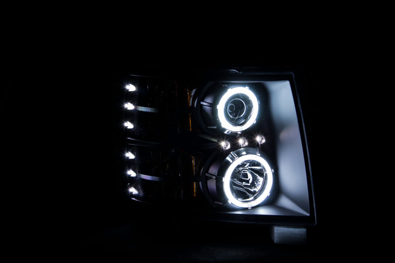 ANZO 2007-2013 Chevrolet Silverado 1500 Projector Headlights w/ Halo Black-SR1 Performance