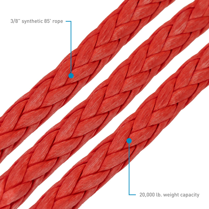 Borne Off-Road 3/8 Inch x 85 Feet Synthetic Rope in Red