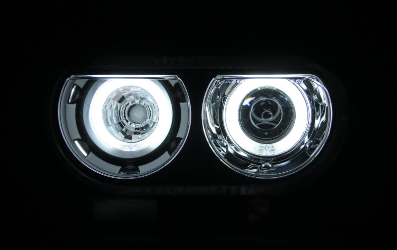 ANZO 2008-2014 Dodge Challenger Projector Headlights w/ Halo Black (CCFL)-SR1 Performance