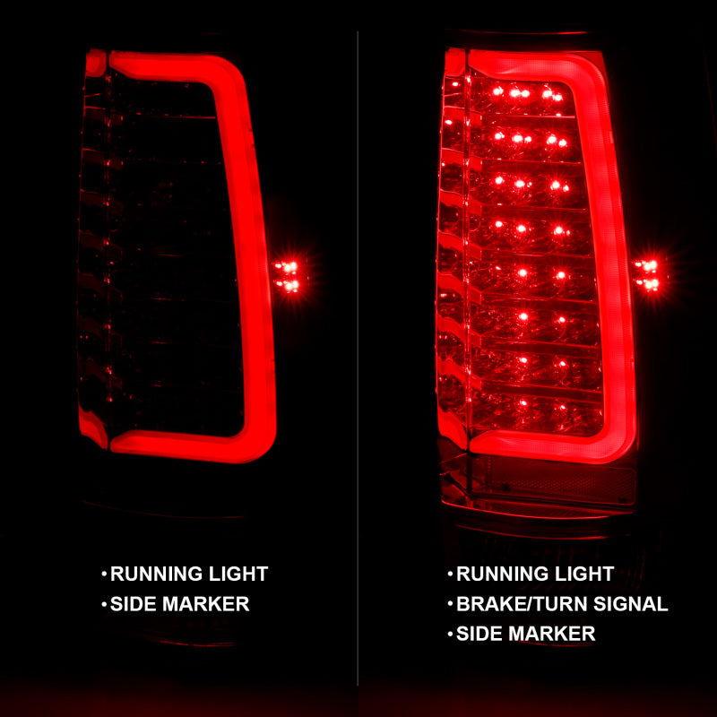 ANZO 2007-2014 Chevy Tahoe LED Taillight Plank Style Chrome With Red/Clear Lens-SR1 Performance