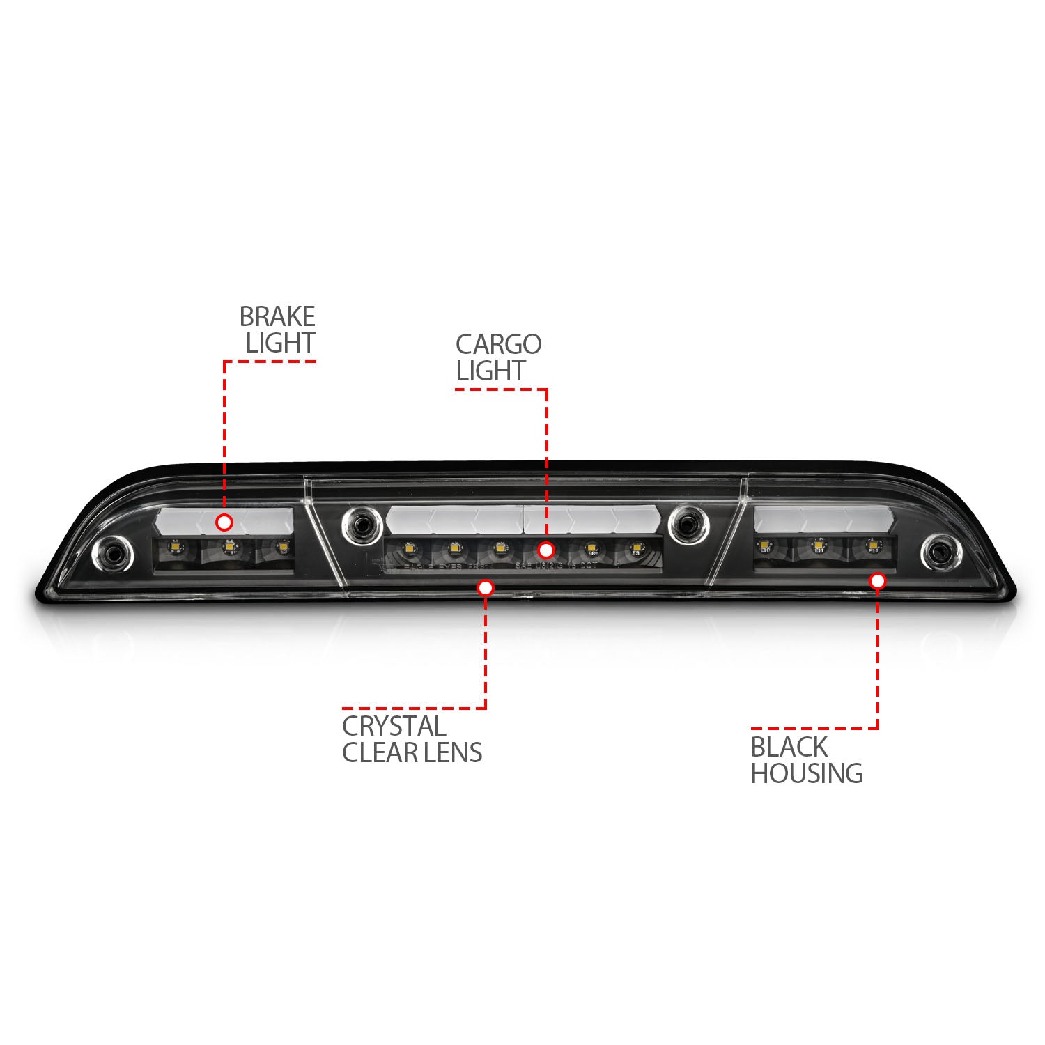 FORD F-150 15-23 / F-250/F-350/F-450 17-22 / RANGER 19-23 LED 3RD BRAKE LIGHT G2 BLACK CLEAR LENS