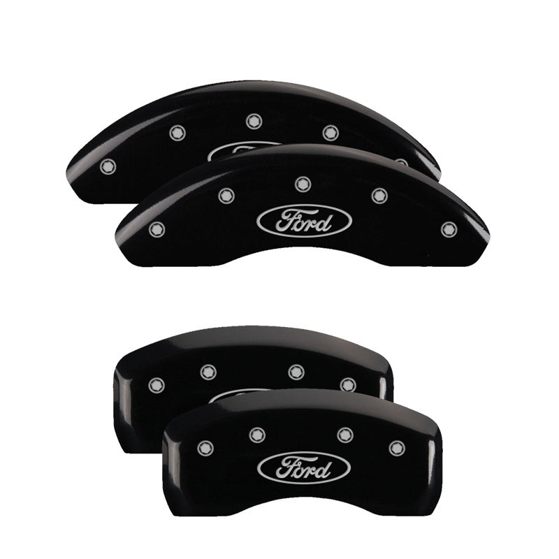 MGP 4 Caliper Covers Engraved Front & Rear Ford Oval Black Finish Silver Char 21 Ford Bronco Sport-SR1 Performance
