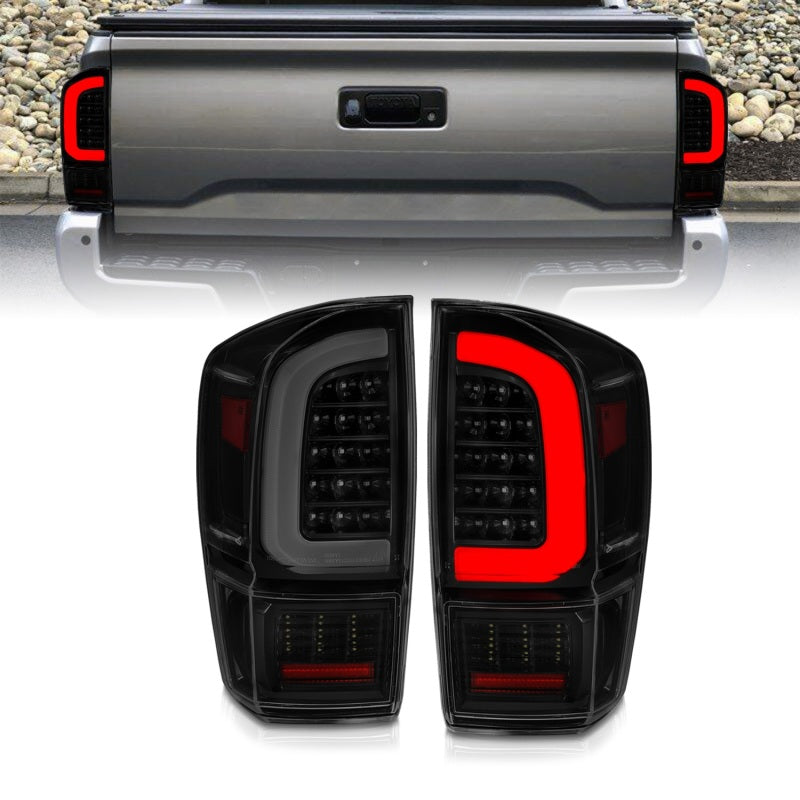 ANZO 16-21 Toyota Tacoma LED Tail Lights - w/ Light Bar Sequential Black Housing & Smoke Lens-SR1 Performance