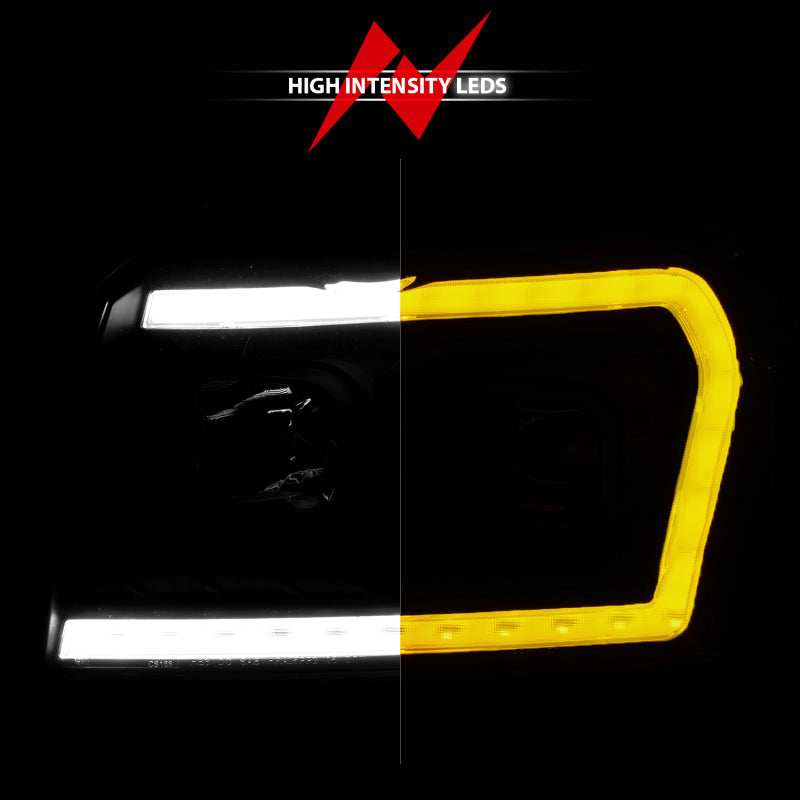 ANZO 2005-2007 Jeep Grand Cherokee Projector Headlights w/ Light Bar Switchback Black Housing-SR1 Performance