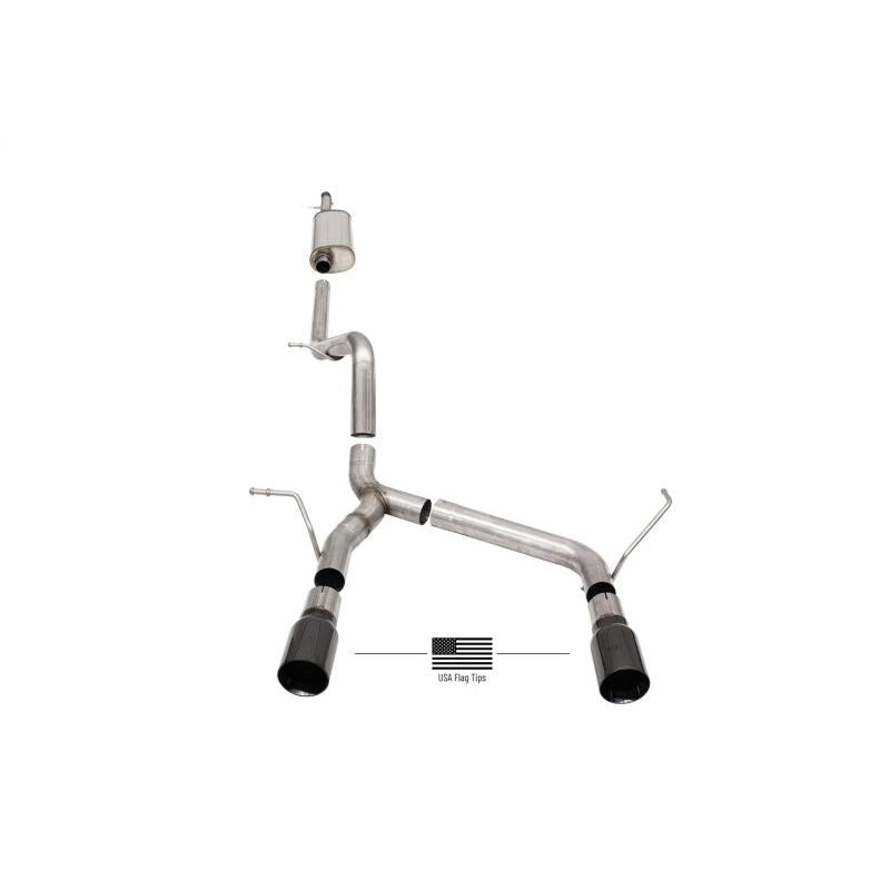 Corsa 07-18 Jeep Wrangler JKU 3.6L/3.8L 2.75in Sport Cat-Back Exhaust w/ 4in American Flag BlacTips-SR1 Performance