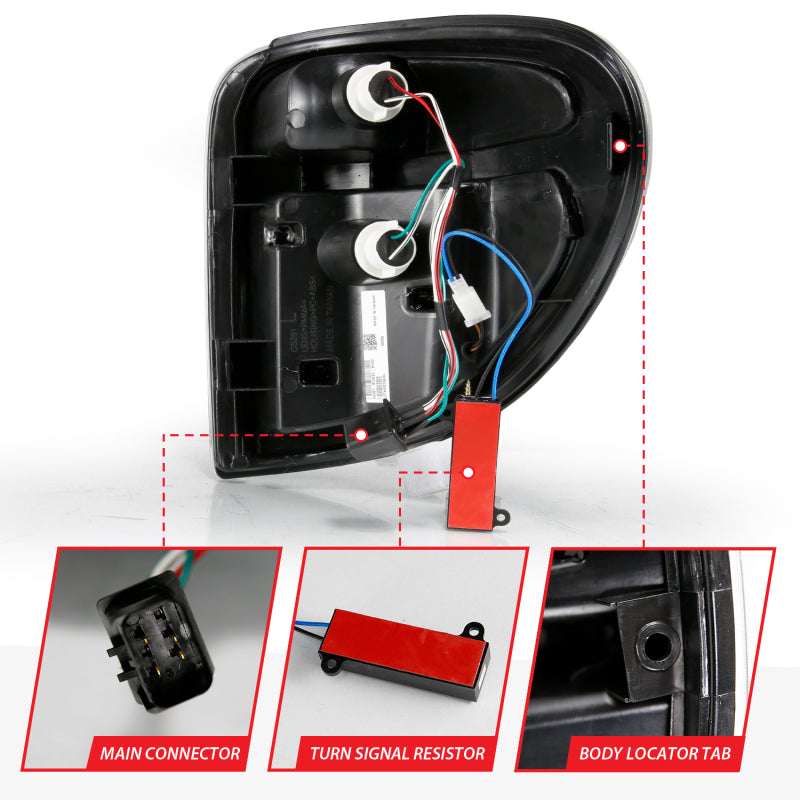 ANZO 2004-2007 Dodge Grand Caravan LED Tail Lights w/ Light Bar Black Housing Smoke Lens-SR1 Performance