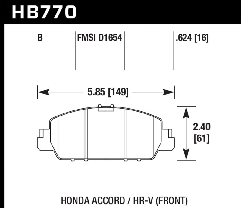 Hawk 13-17 Honda Accord HPS 5.0 Front Brake Pads-SR1 Performance