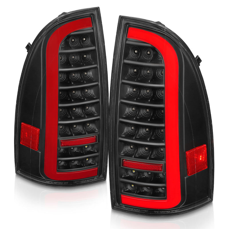 ANZO 05-15 Toyota Tacoma Full LED Tail Lights w/Light Bar Sequential Black Housing Clear Lens-SR1 Performance