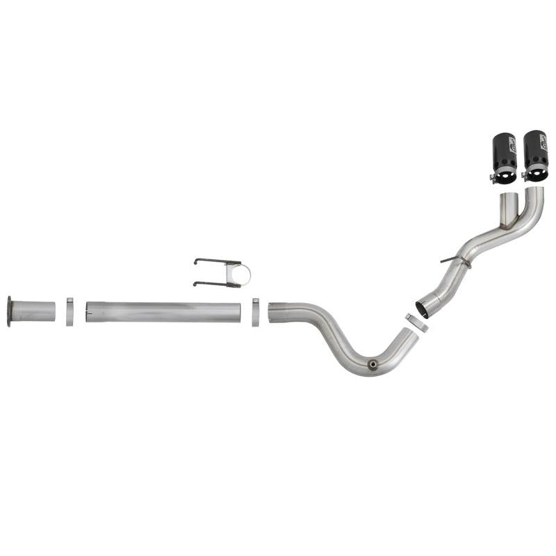 aFe Rebel XD 4in SS DPF-Back Exhaust 17-18 FOrd Diesel Trucks V8-6.7L (td) w/ Dual Black Tips-SR1 Performance