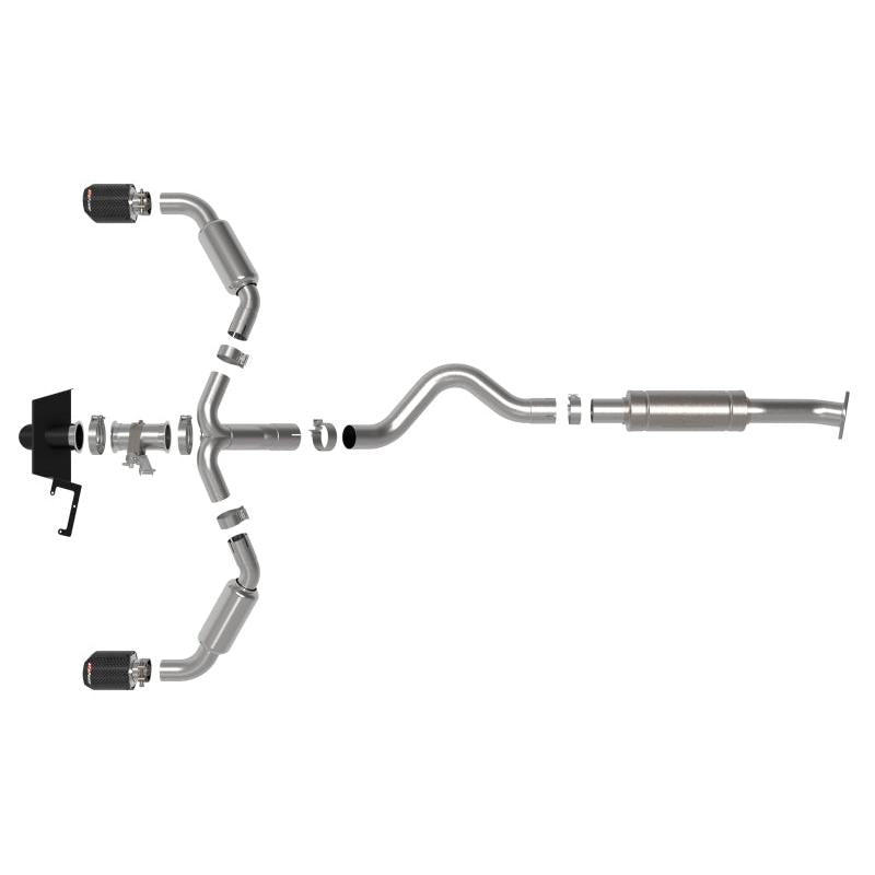 aFe 23-24 Toyota GR Corolla L3 1.6L (t) Gemini XV 3in to 2-1/2in CatBack Exhaust w/Carbon Fiber Tips-SR1 Performance