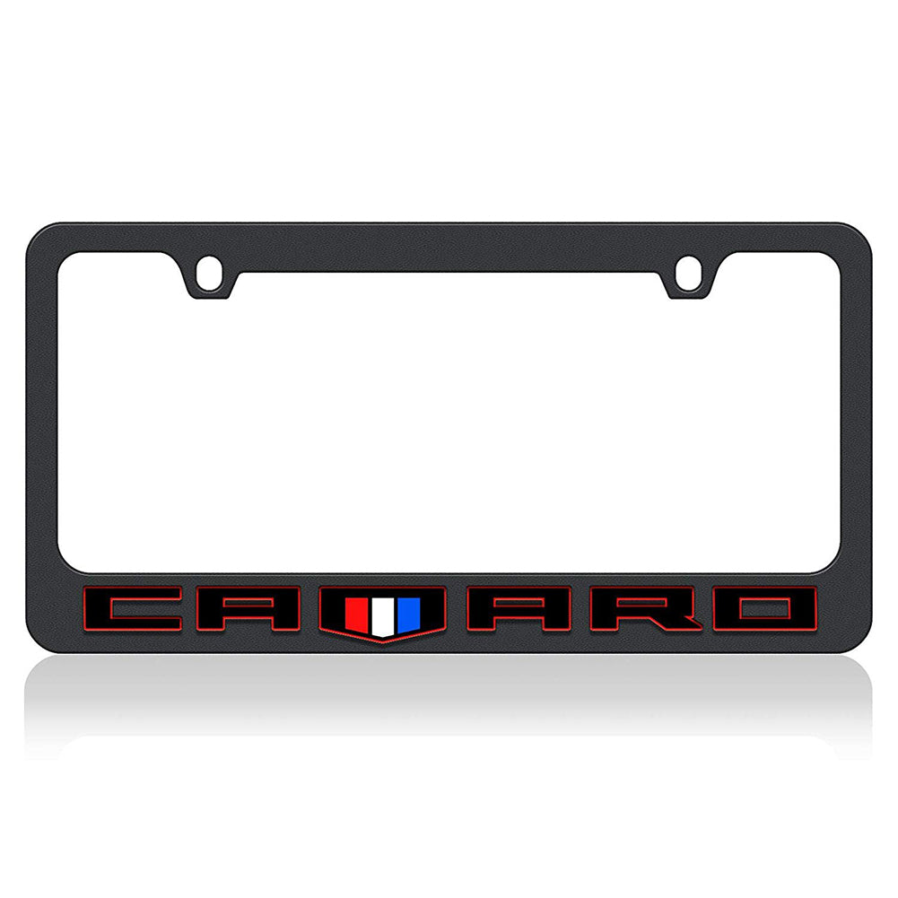 Camaro Gen 6 License Plate Frame - Black with Red Outline-SR1 Performance