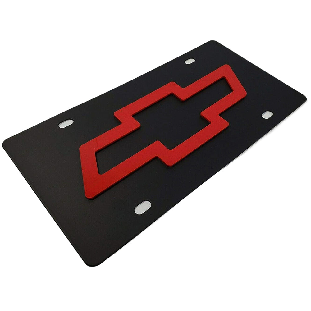 Chevrolet Bowtie License Plate - Carbon Steel with Red Logo-SR1 Performance