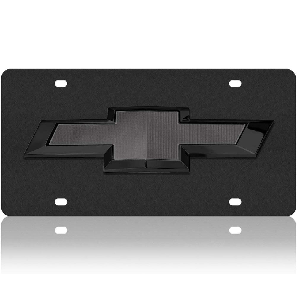 Chevrolet License Plate - Black Carbon Steel with Black Bowtie Logo-SR1 Performance