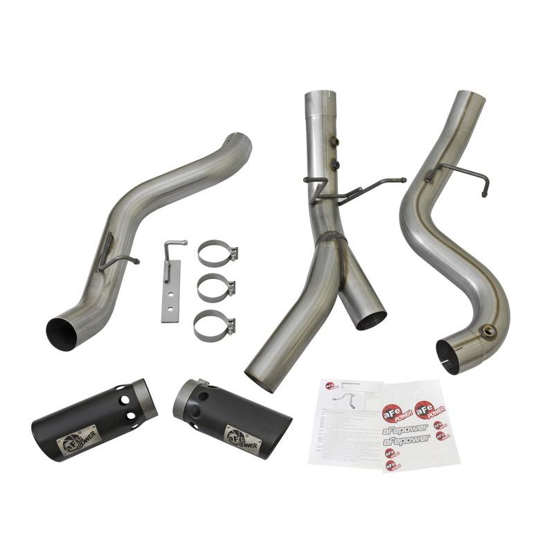 aFe LARGE BORE-HD 4in 409-SS DPF-Back Exhaust w/Dual Black Tips 2017 GM Duramax V8-6.6L (td) L5P-SR1 Performance