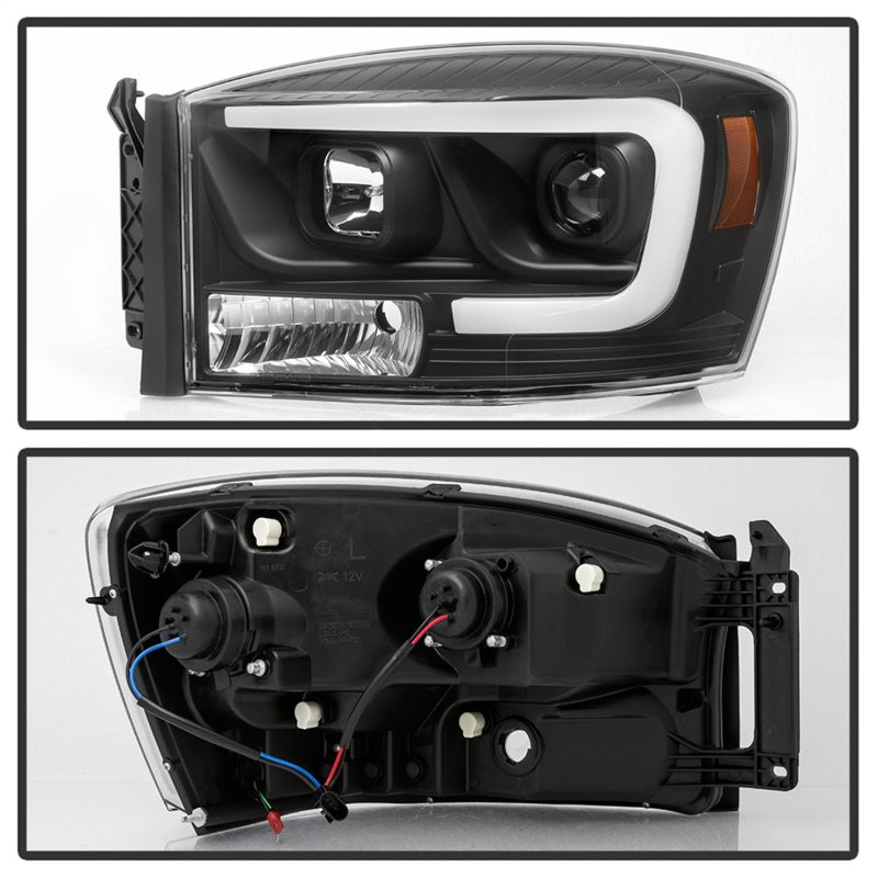 Spyder Dodge Ram 1500 06-08 V2 Projector Headlights - Light Bar DRL - Black (PRO-YD-DR06V2-LB-BK)-SR1 Performance
