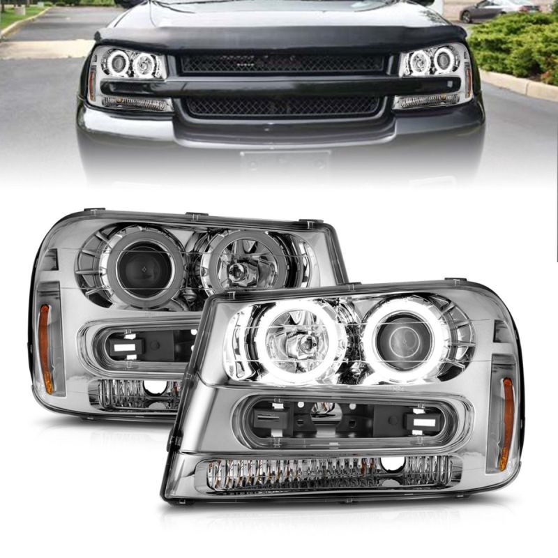 ANZO 02-09 Chevrolet Trailblazer Projector Headlights w/ Halo Chrome Housing (Non-LT Models)-SR1 Performance