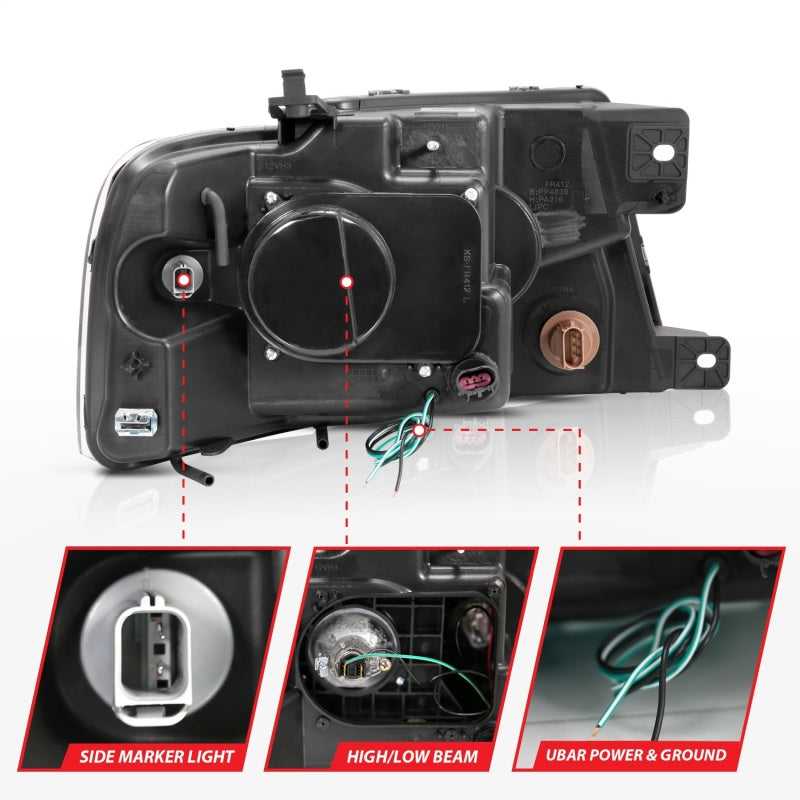 ANZO 2004-2008 Ford F-150 Projector Headlights w/ U-Bar Chrome-SR1 Performance