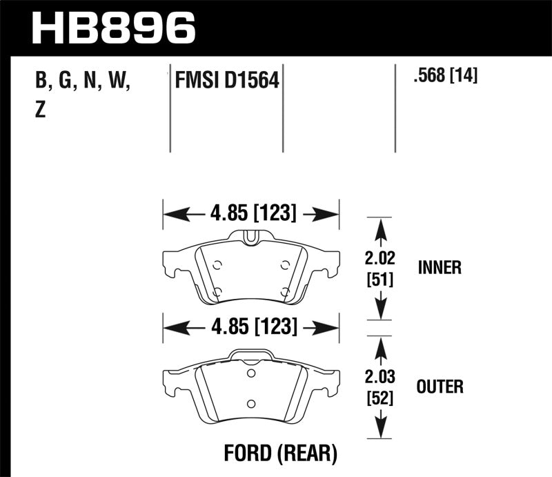 Hawk 16-18 Ford Focus RS HP+ Street Rear Brake Pads-SR1 Performance