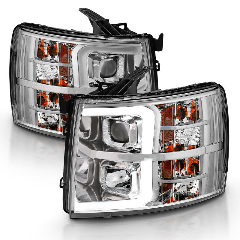 ANZO 2007-2013 Chevy Silverado 1500 Projector Plank Style Chrome Amber-SR1 Performance