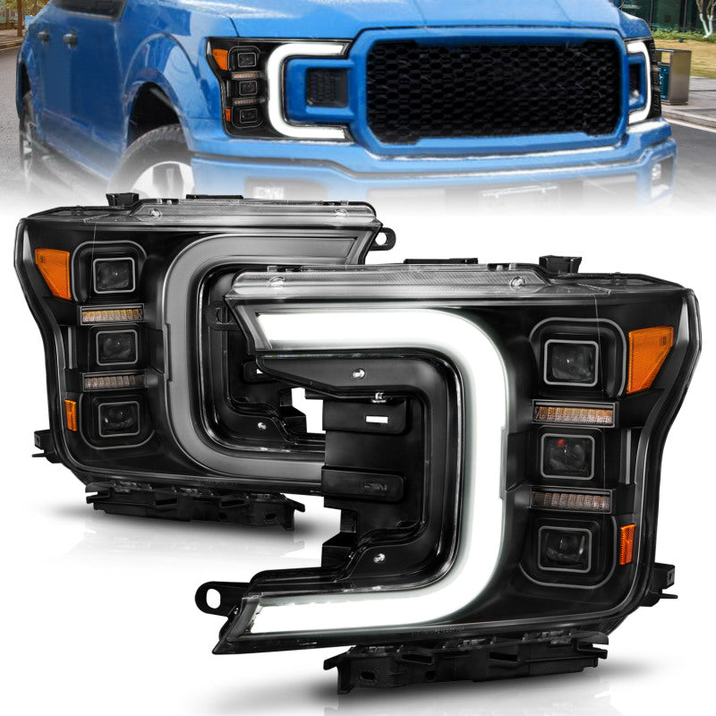 Anzo 18-20 Ford F-150 Full Led Projector Light Bar Headlights Black Amber-SR1 Performance