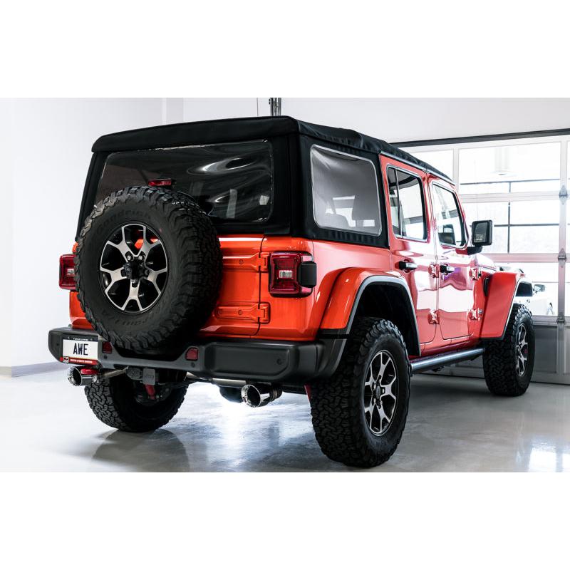 AWE Tuning 2018+ Jeep Wrangler JL/JLU Tread Edition Axle-Back Dual Exhaust - Chrome Silver Tips-SR1 Performance