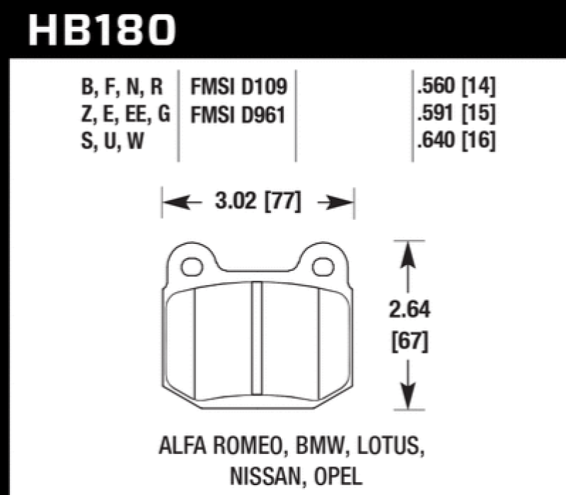 Hawk 1984-1986 Alfa Romeo GTV-6 2.5 HPS 5.0 Front Brake Pads-SR1 Performance