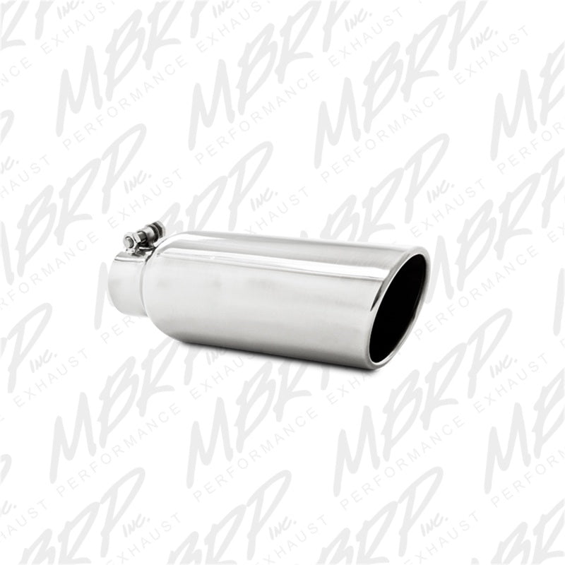 MBRP Universal Tip 4in OD 2.5in Inlet 12in Length Angled Cut Rolled End Clampless No-Weld T304-SR1 Performance