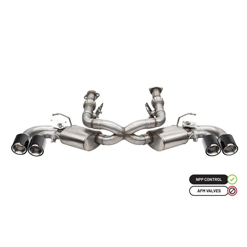 Corsa 2020-24 Chevrolet Corvette C8 RWD 3in Valved Cat-Back w/AFM w/4.5in Carbon Fiber Polished Tips-SR1 Performance