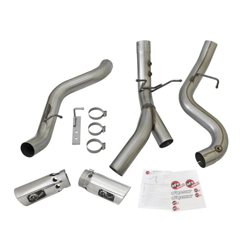 aFe Large Bore-HD 4in 409-SS DPF-Back Exhaust w/Dual Polished Tips 2017 GM Duramax V8-6.6L (td) L5P-SR1 Performance