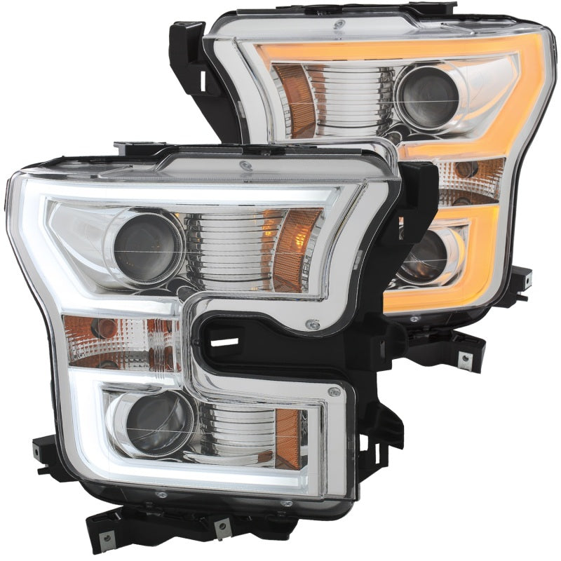 ANZO 2015-2017 Ford F-150 Projector Headlights w/ Plank Style Switchback Chrome w/ Amber-SR1 Performance