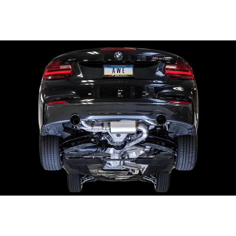 AWE Tuning BMW F22 M235i / M240i Touring Edition Axle-Back Exhaust - Chrome Silver Tips (90mm)-SR1 Performance