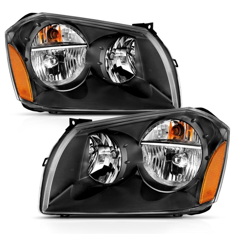 ANZO 2005-2007 Dodge Magnum Crystal Headlight Black Amber-SR1 Performance