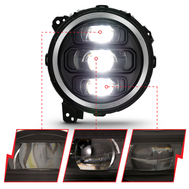 ANZO 2018-2019 Jeep Wrangler Full Led ProjectorH.L Black-SR1 Performance