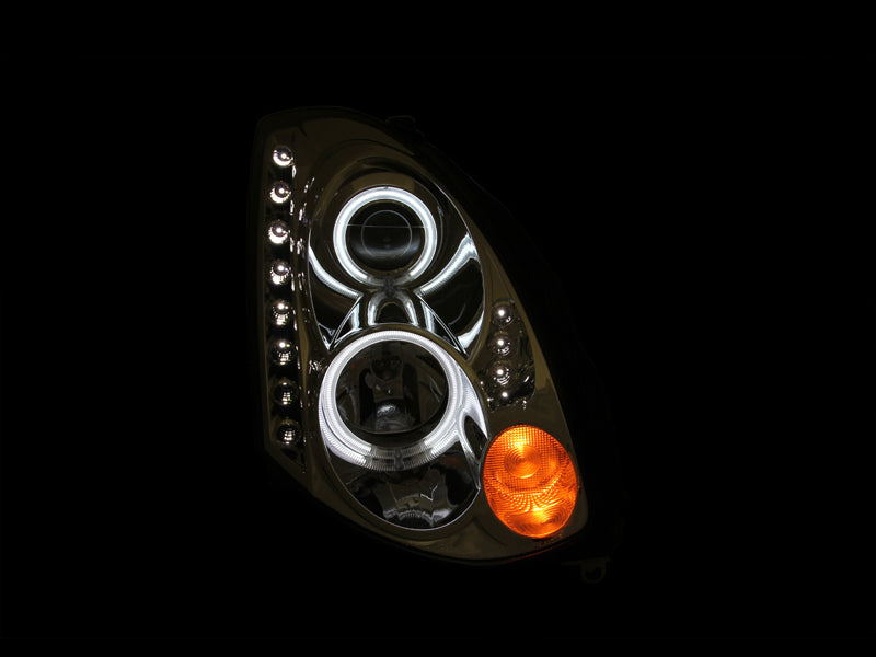 ANZO 2003-2007 Infiniti G35 Projector Headlights w/ Halo Chrome (CCFL) (HID Compatible)-SR1 Performance