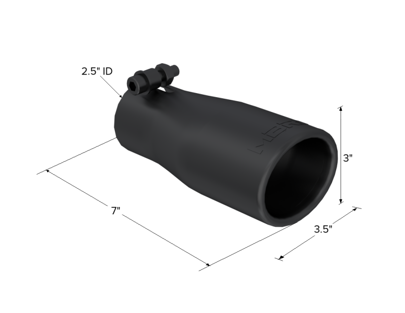 MBRP Universal Tip 2.5 O.D. Oval End 3.75 Inlet 10in length - Black Finish-SR1 Performance
