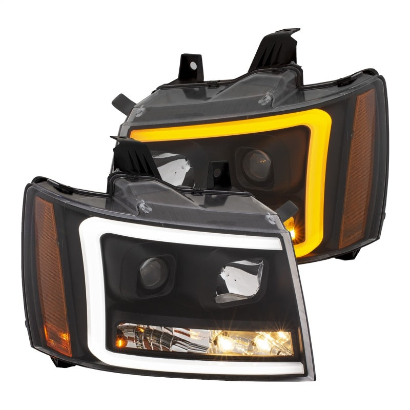 ANZO 07-14 Chevy Tahoe Projector Headlights w/ Plank Style Design Black w/ Amber-SR1 Performance