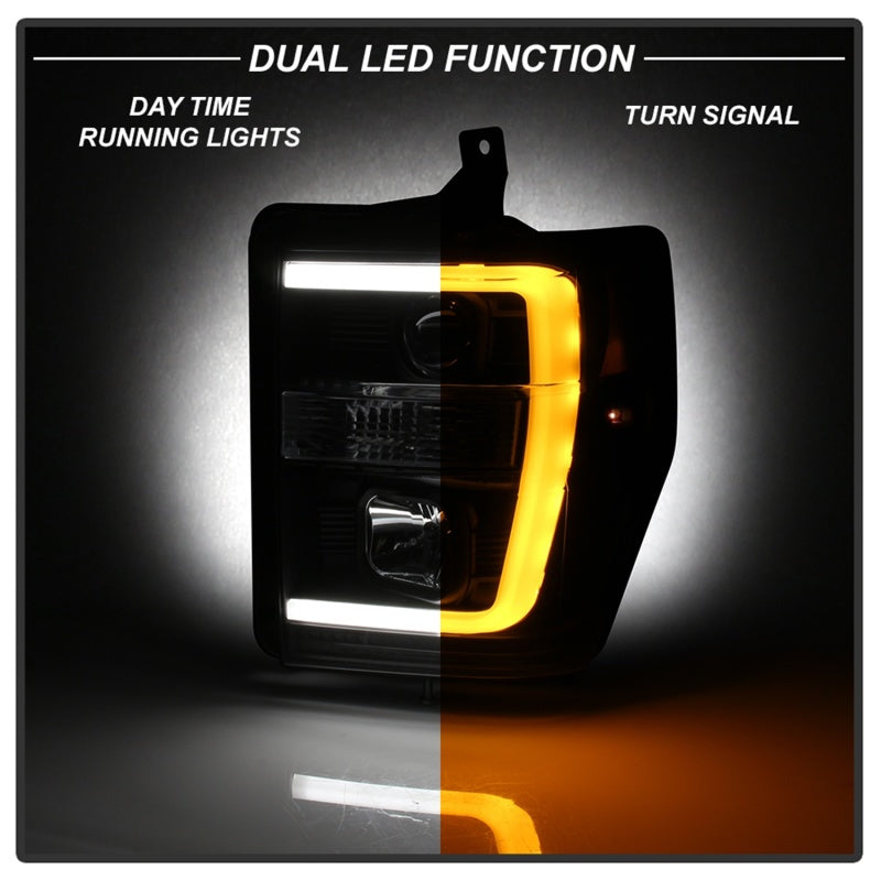 Spyder 08-10 Ford F-250 SD Projector Headlights V2-Switch Back Light Bar-Black PRO-YD-FS08V2-SBLB-BK-SR1 Performance
