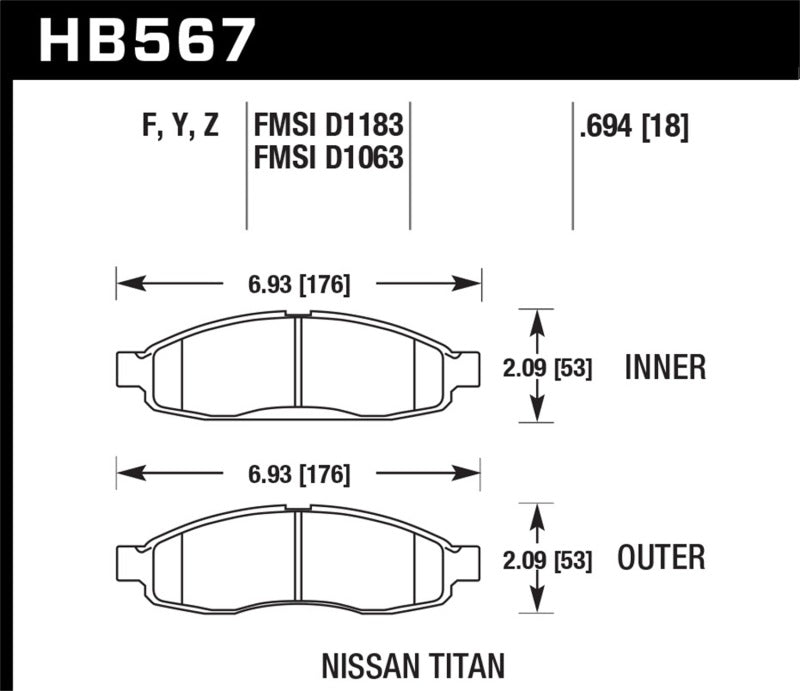 Hawk 04-06 infiniti QX56 / 05-06 Armada / 04 Pathfinder / 04-07 Titan LTS Street Front Brake Pads-SR1 Performance