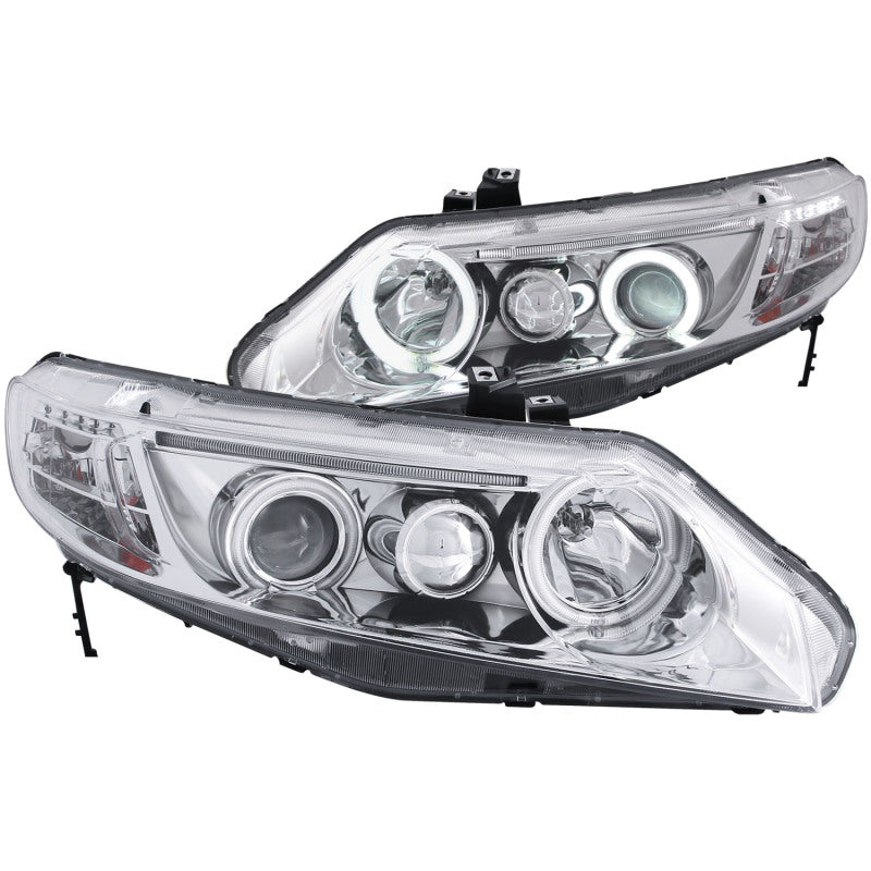 ANZO 2006-2011 Honda Civic Projector Headlights w/ Halo Chrome (CCFL)-SR1 Performance