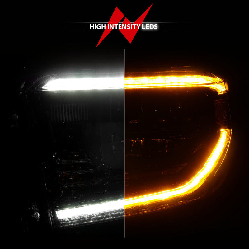 ANZO 2014-2017 Toyota Tundra LED Crystal Headlights w/ Switchback Black Housing w/ DRL-SR1 Performance