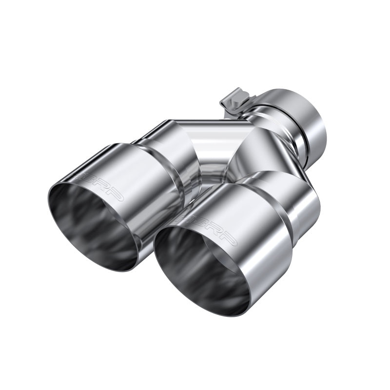 MBRP 3in ID / Dual 4in OD Out Staggered L 9.87in / R 9.37in Single Wall T304 SS Univ Exhaust Tip-SR1 Performance