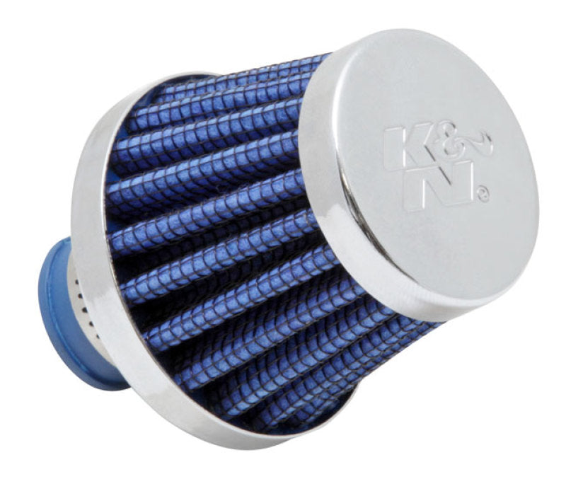 K&N 2in Base OD x .375in Flange ID x 1.75in H Rubber Base Crankcase Vent Filter - Blue-SR1 Performance