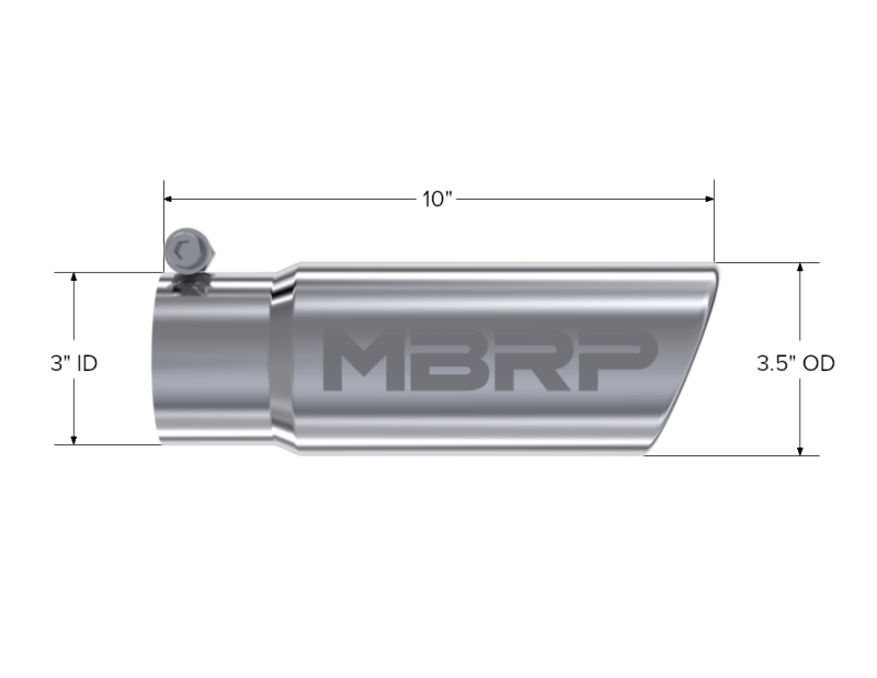 MBRP Universal Tip 3in O.D. Angled Rolled End 3 inlet 10 length-SR1 Performance